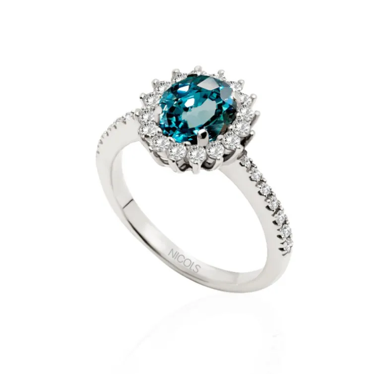 Anillo Oro Zircon Azul 3.12Ct Orla