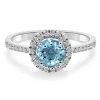 Anillo Oro Zircon Azul Sello Redondo