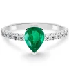 Anillo pera Lolita Esmeralda y Diamantes 0.85 Oro Blanco