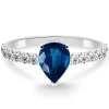 Anillo pera Lolita Zafiro y Diamantes 0.85 Oro Blanco