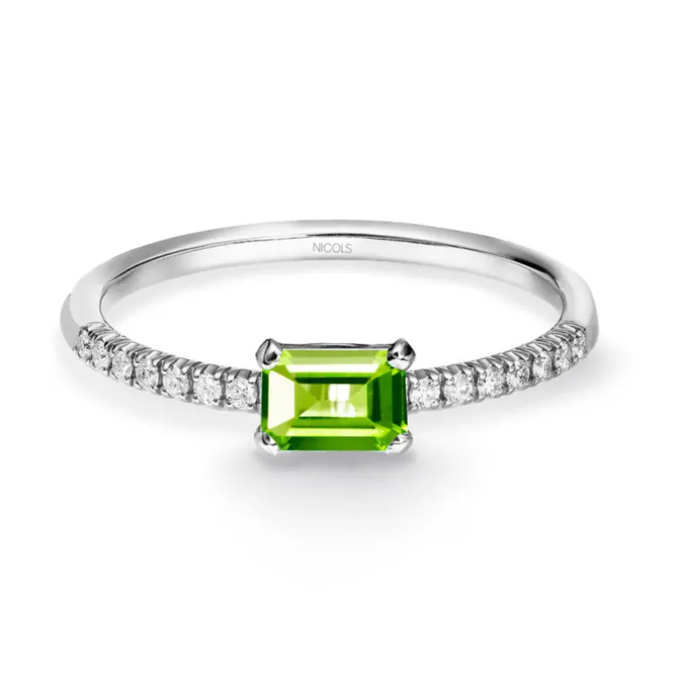 Anillo Peridoto Delphina Diamantes Oro Blanco