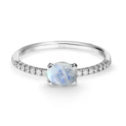 Anillo Piedra de Luna Delphina Diamantes Oro Blanco