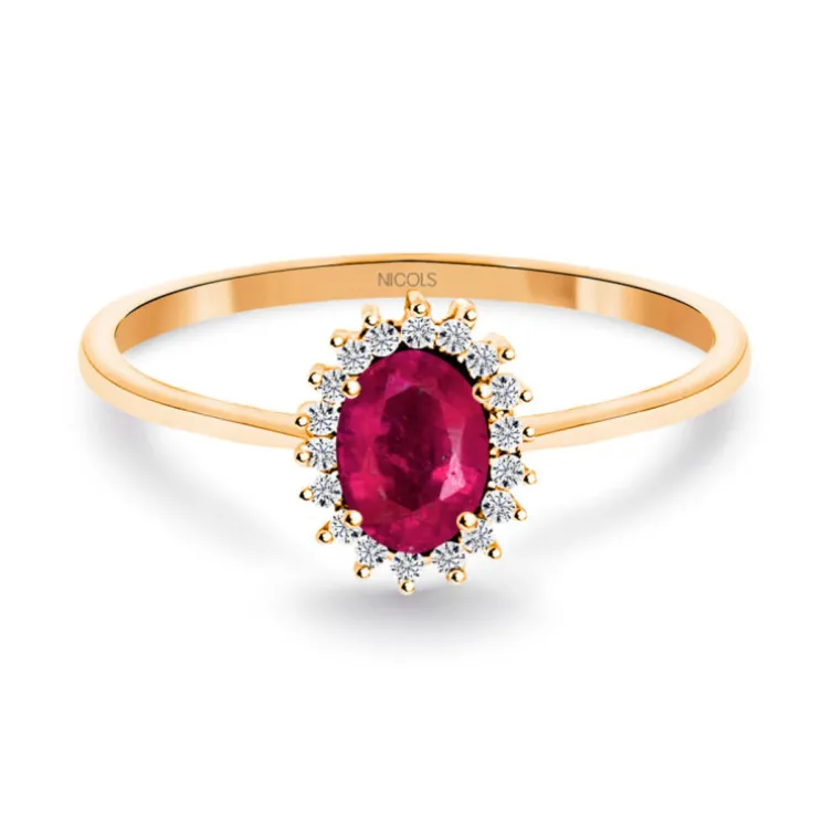 Anillo Rubí 0.50 Diamantes Candy Oro Rosa