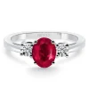 Anillo rubí oval y diamantes tresillo Sunset Oval