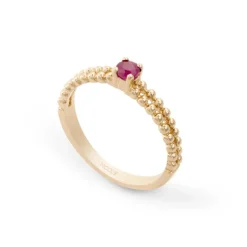Anillo Rubí Solitario Bolitas