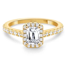 Anillo Solitario Compromiso Talla Esmeralda Seline 0.60