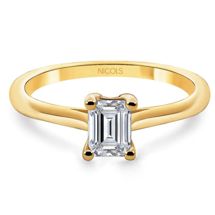 Anillo Solitario Diamante Talla Esmeralda Camille 0.45