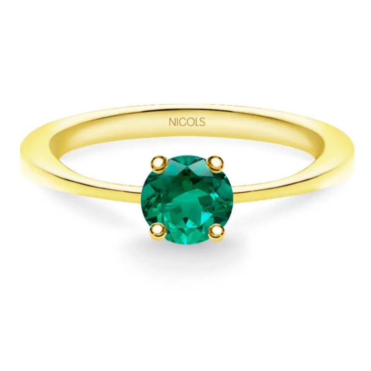 Anillo Solitario Esmeralda Isabella 0.50Ct Oro Amarillo