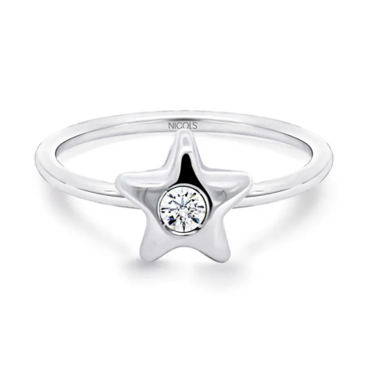 Anillo Solitario Estrella 0.08
