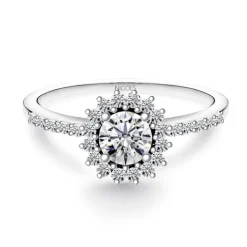 Anillo Solitario Margarita 0.30 brazo diamantes