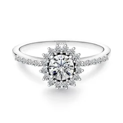Anillo Solitario Margarita 0.50 brazo diamantes