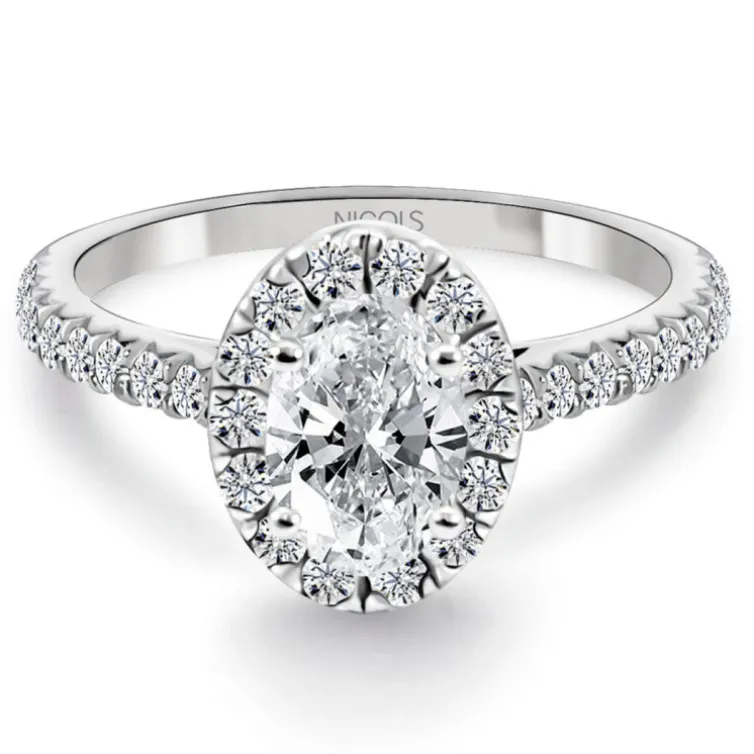 Anillo Solitario Talla Oval Seline Diamante 0.70 Ct Oro Blanco