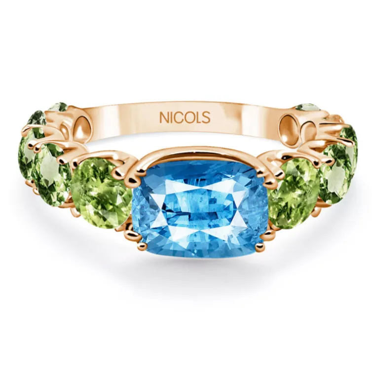 Anillo Topacio Peridoto Rainbow Oro Rosa