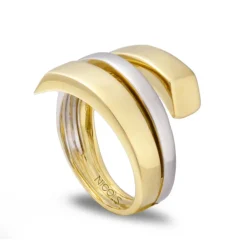 Anillo Tribanda Completa Oro Amarillo Y Blanco