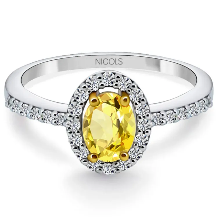 Anillo Zafiro Amarillo Dalia Sunset 0.60