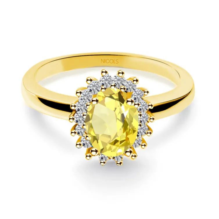 Anillo Zafiro Amarillo Dalia 0.90