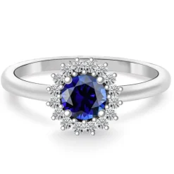 Anillo Zafiro Margarita 0.60 diamantes en orla