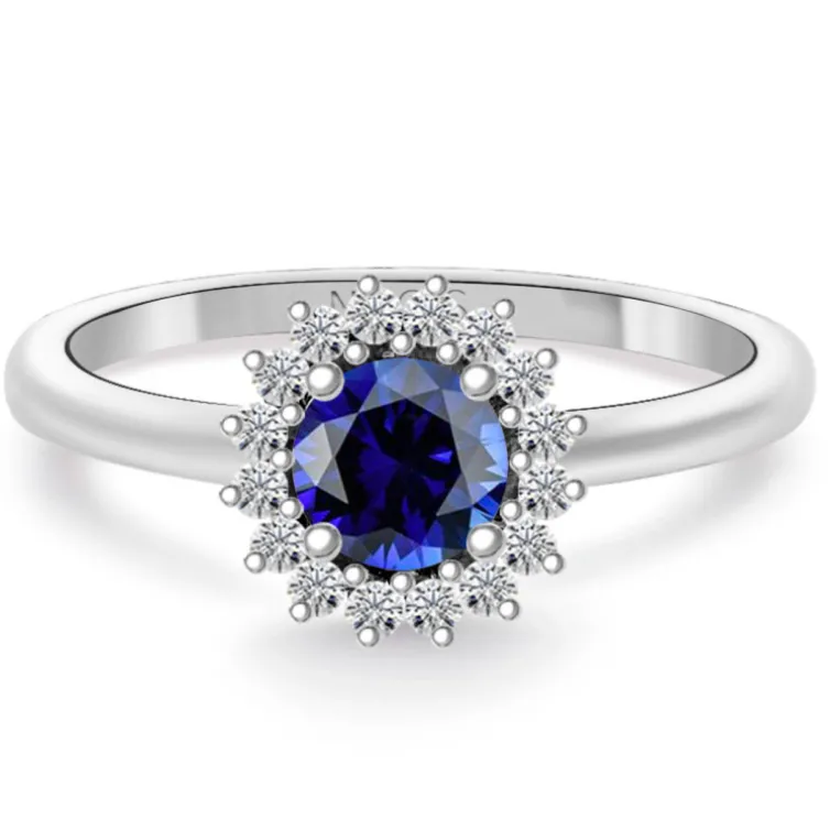 Anillo Zafiro Margarita 0.60 diamantes en orla