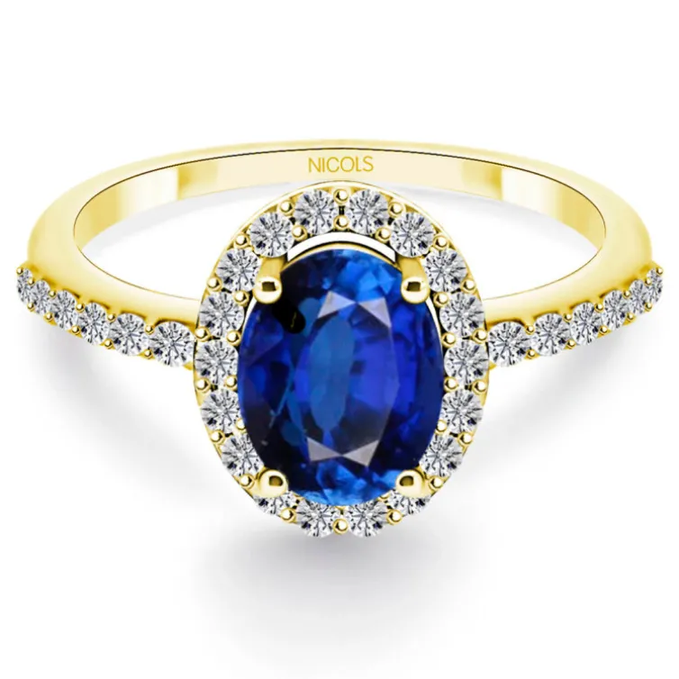 Anillo Zafiro Oro Amarillo Dalia Sunset 1.20Ct y Brillantes