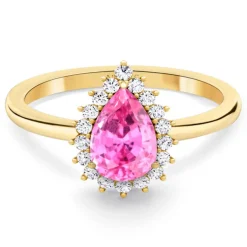 Anillo zafiro rosa y diamantes Alba Oro amarillo