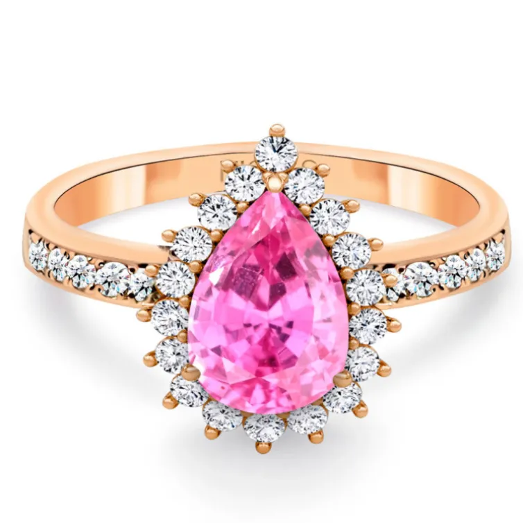 Anillo zafiro rosa y diamantes Alba Oro rosa