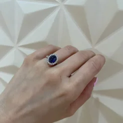 Anillo Zafiro Sunrise Oval 2.85 Ct Oro Blanco