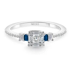 Anillo Zafiro y Diamantes Princess 14710351211