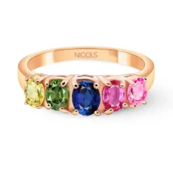 Anillo Zafiros Colores Y Rubí Oro Rosa Rainbow