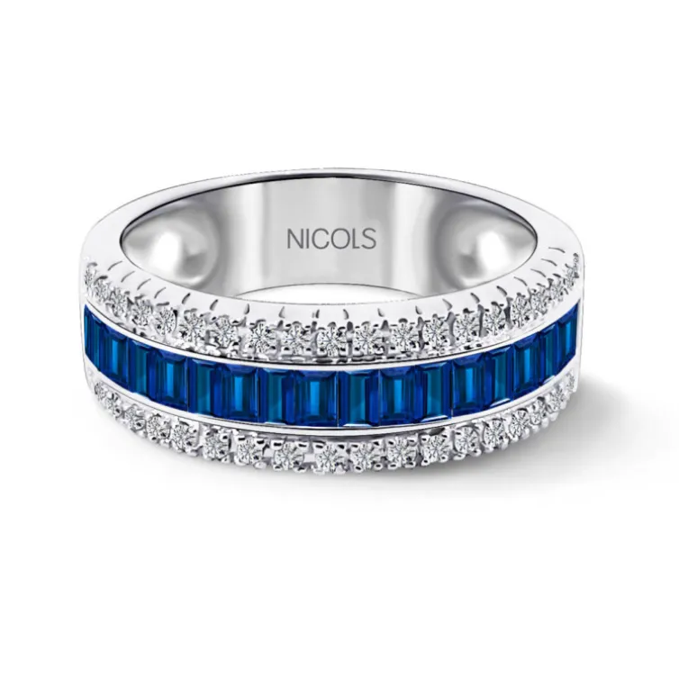 Anillo Zafiros y Diamantes Baguette Amelia 0.30