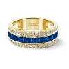 Anillo Zafiros y Diamantes Baguette Amelia 0.30 Oro Amarillo