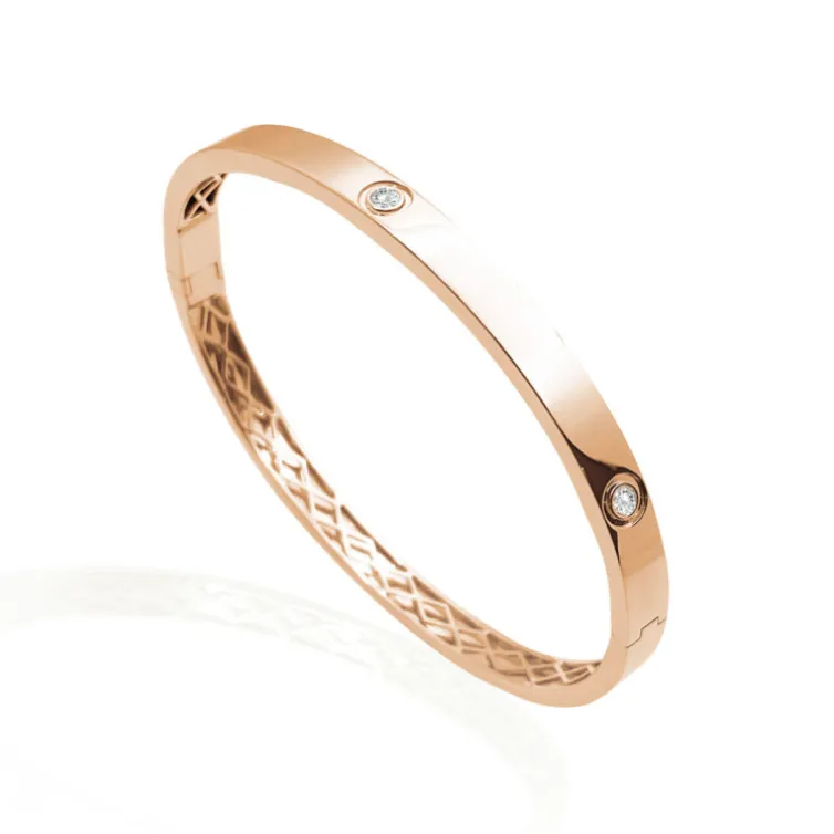 Brazalete de Oro Rosa y Diamantes Tornillos Armonia 5mm