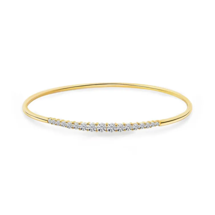 Brazalete Tubo Redondo Oro Amarillo Eloise 17 Diamantes
