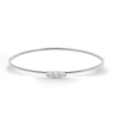 Brazalete Tubo Redondo Oro Blanco Eloise 3 diamantes