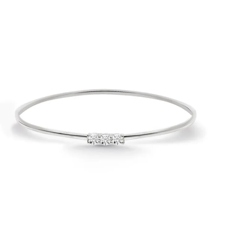Brazalete Tubo Redondo Oro Blanco Eloise 3 diamantes