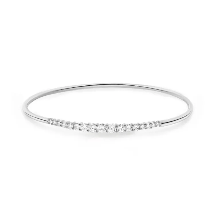 Brazalete Tubo Redondo Oro Blanco Eloise 17 Diamantes