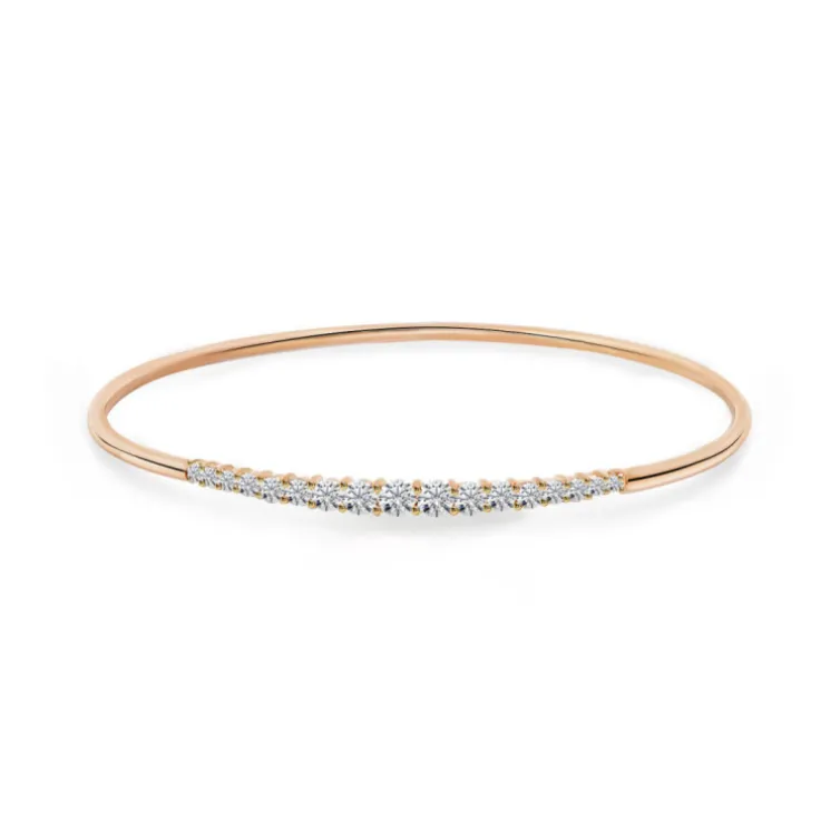 Brazalete Tubo Redondo Oro Rosa Eloise 17 Diamantes