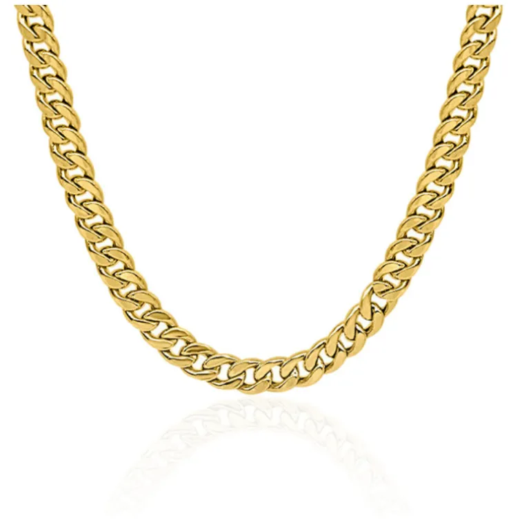 Cadena Cubana 50cm Oro Amarillo Maciza 18K