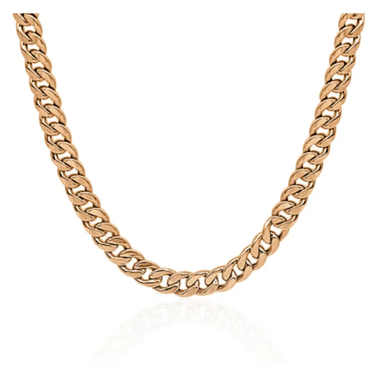 Cadena Cubana 40cm Oro Rosa Maciza 18K