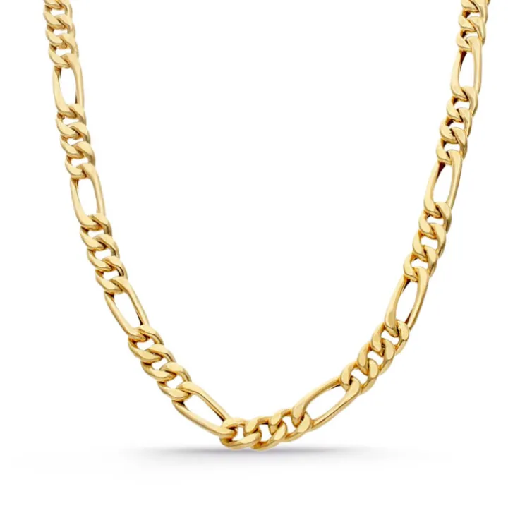 Cadena Hombre 60cm Oro Amarillo Maciza 18K Figaro 3-1