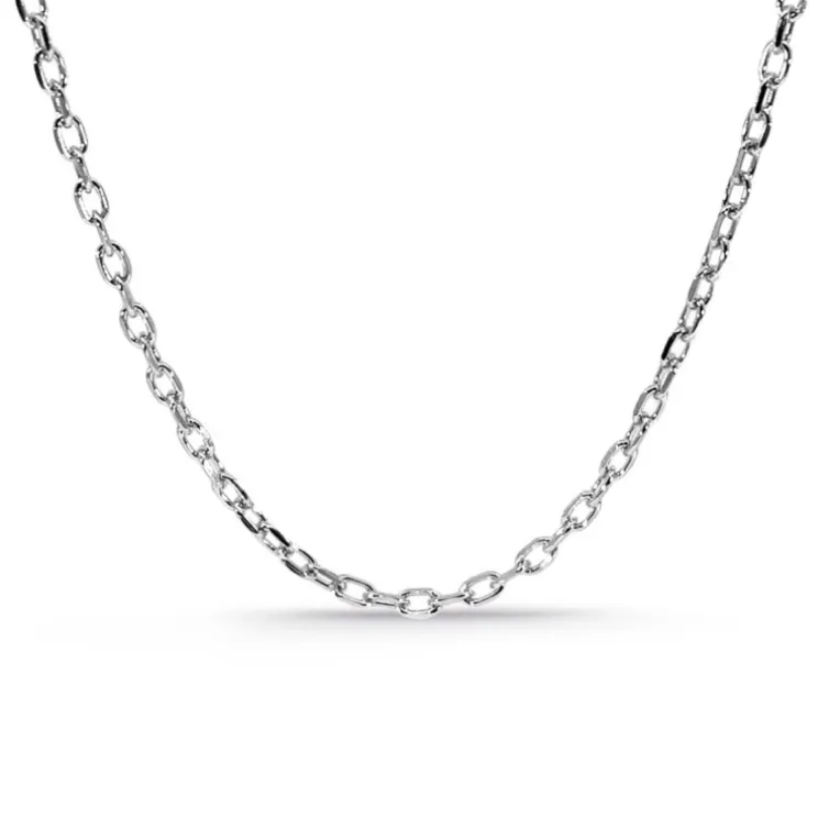 Cadena Oro Blanco 18k 60cm Forzada Oval Lapidada 2.1mm