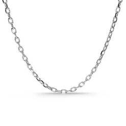 Cadena Oro Blanco 18k 40cm Forzada Oval Lapidada 2.1mm