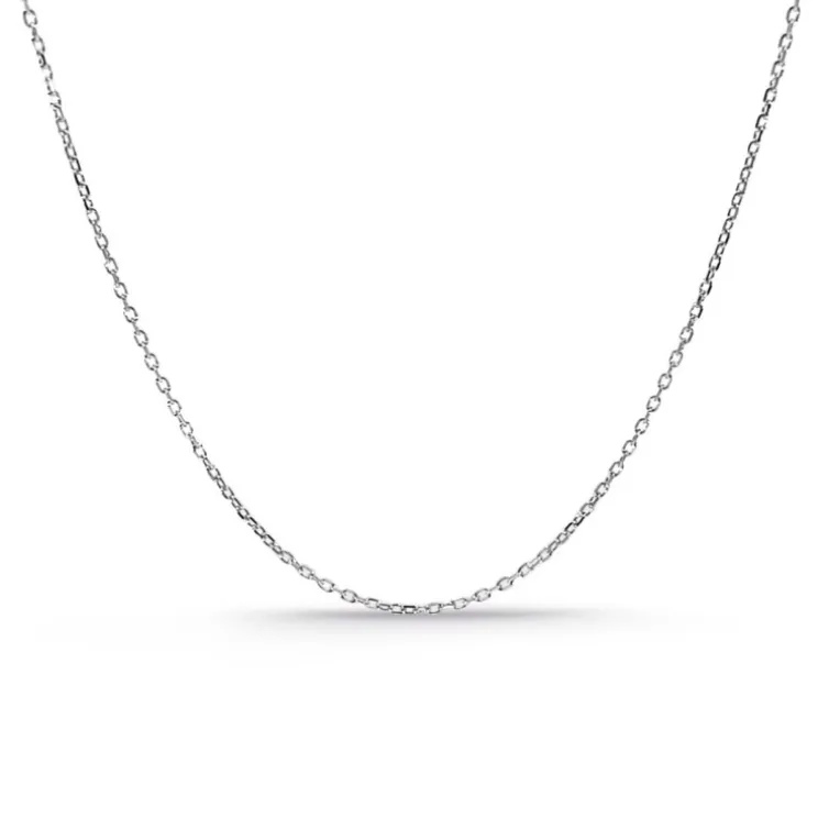 Cadena Oro Blanco 0.9mm Forzada Oval Lapidada Oro 18K 45cm
