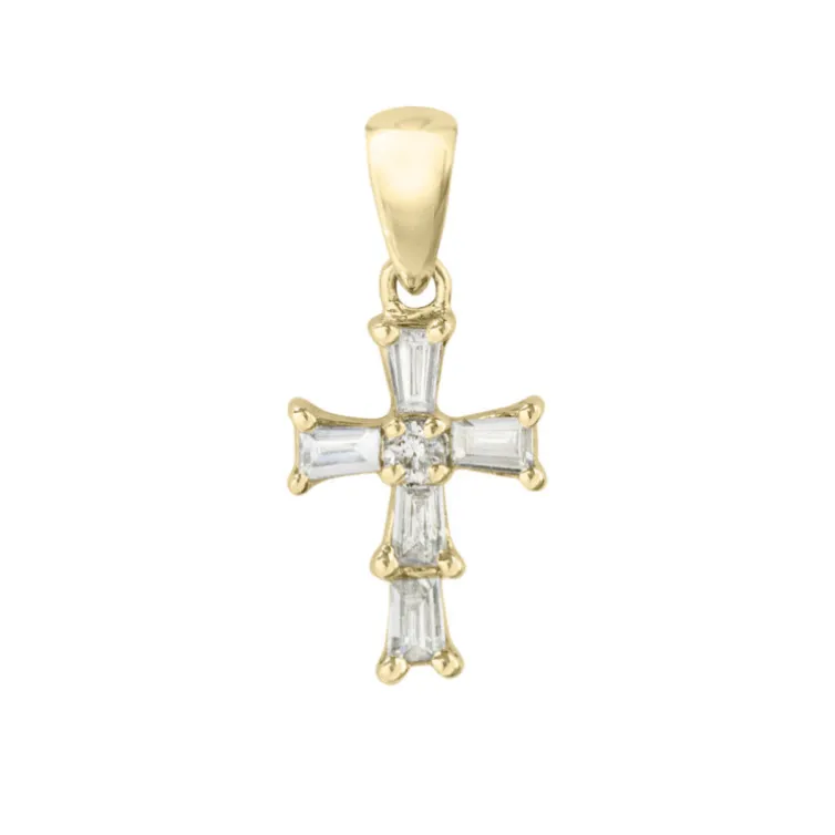 Colgante Cruz Diamantes Baguettes 7X10Mm