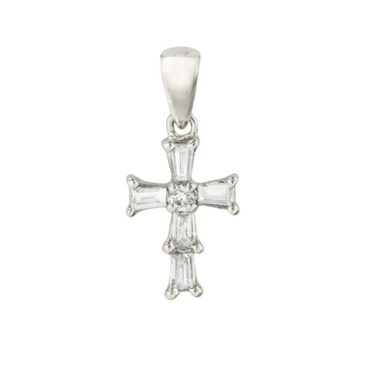 Colgante Cruz Diamantes Baguettes 7X10Mm