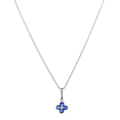Colgante Flor Zafiros Y Diamante