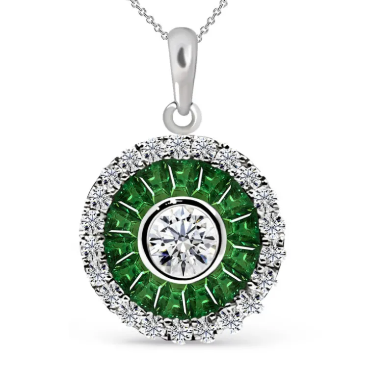 Colgante Ojo De Perdiz Granate Verde