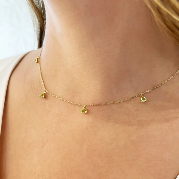 Collar Colgantes Piedras Peridoto Verde Trillon
