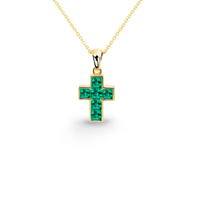 Collar Cruz Esmeraldas Calma 0.30