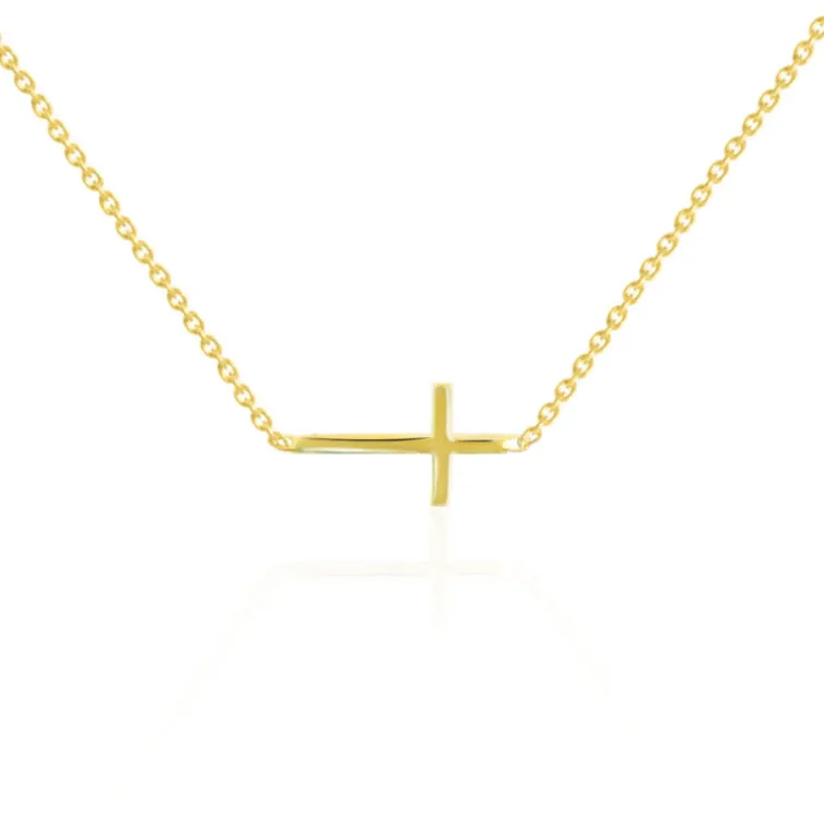 Collar Cruz Tumbada Oro Amarillo