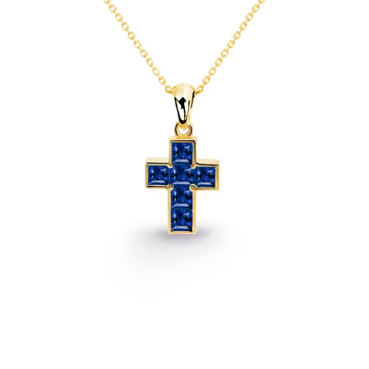 Collar Cruz Zafiros Calma 0.30